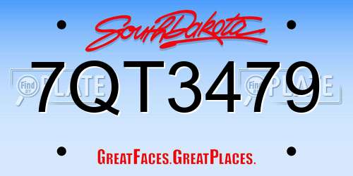 7QT3479 South Dakota License Plate