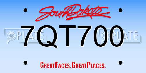 7QT700 South Dakota License Plate