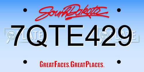 7QTE429 South Dakota License Plate