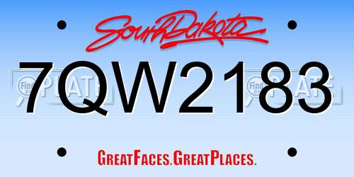 7QW2183 South Dakota License Plate
