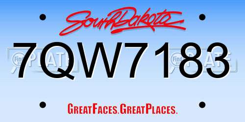 7QW7183 South Dakota License Plate