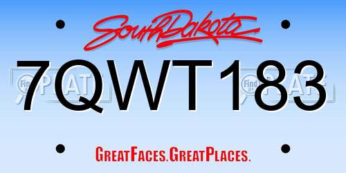 7QWT183 South Dakota License Plate