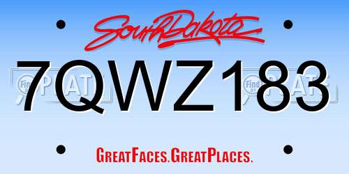 7QWZ183 South Dakota License Plate