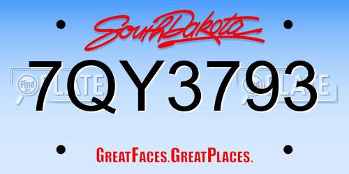7QY3793 South Dakota License Plate