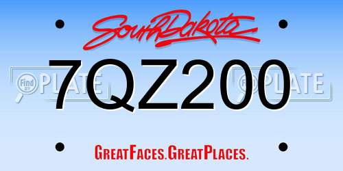 7QZ200 South Dakota License Plate