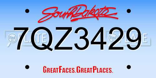 7QZ3429 South Dakota License Plate