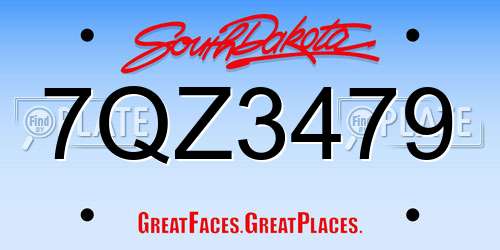7QZ3479 South Dakota License Plate