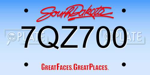 7QZ700 South Dakota License Plate