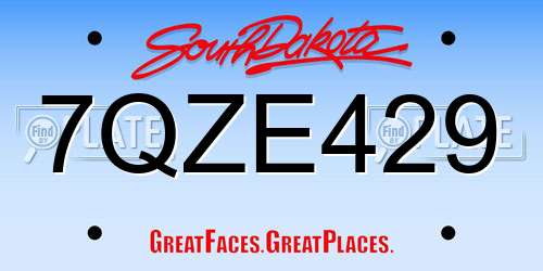 7QZE429 South Dakota License Plate