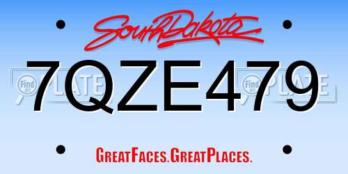 7QZE479 South Dakota License Plate