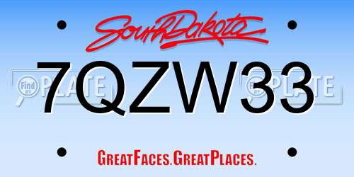 7QZW33 South Dakota License Plate