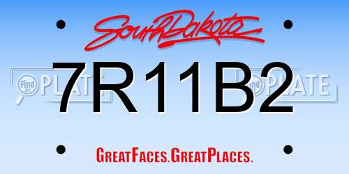 7R11B2 South Dakota License Plate