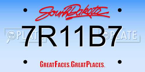 7R11B7 South Dakota License Plate