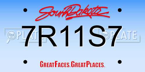 7R11S7 South Dakota License Plate