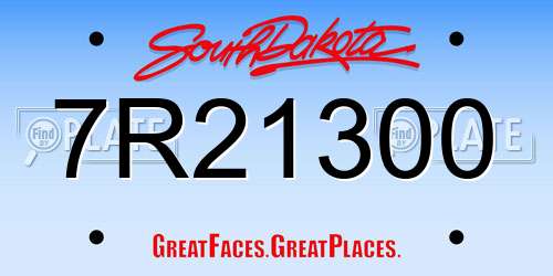 7R21300 South Dakota License Plate