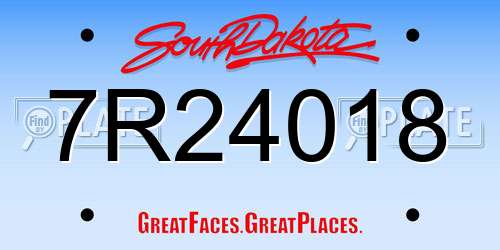7R24018 South Dakota License Plate