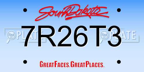 7R26T3 South Dakota License Plate