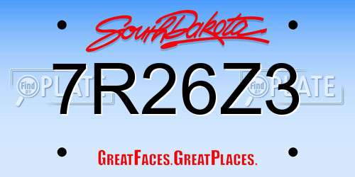 7R26Z3 South Dakota License Plate