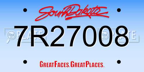 7R27008 South Dakota License Plate