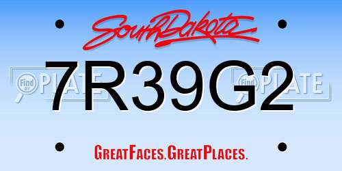 7R39G2 South Dakota License Plate