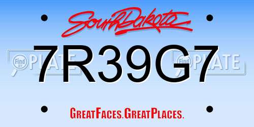 7R39G7 South Dakota License Plate