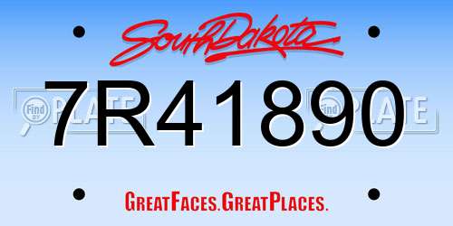 7R41890 South Dakota License Plate