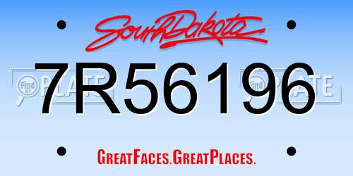 7R56196 South Dakota License Plate
