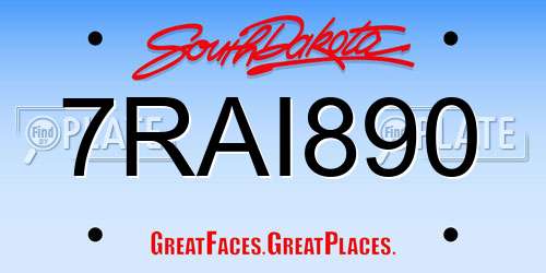 7RAI890 South Dakota License Plate