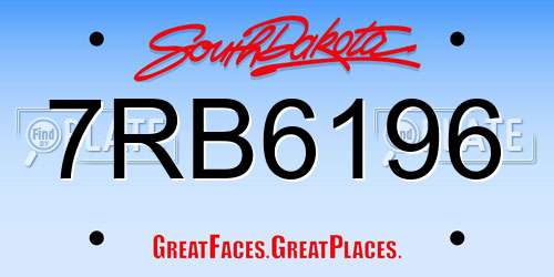 7RB6196 South Dakota License Plate