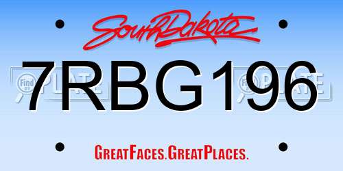 7RBG196 South Dakota License Plate