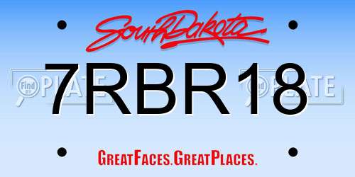 7RBR18 South Dakota License Plate