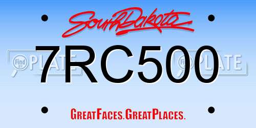 7RC500 South Dakota License Plate