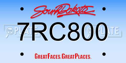 7RC800 South Dakota License Plate