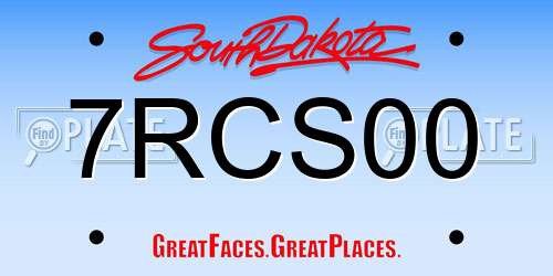 7RCS00 South Dakota License Plate