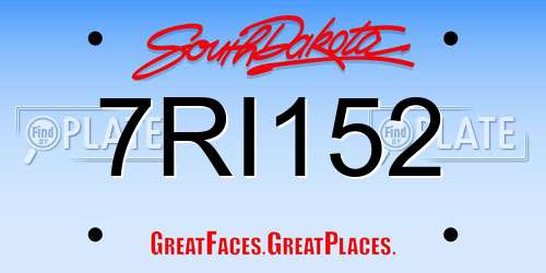 7RI152 South Dakota License Plate