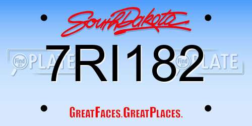 7RI182 South Dakota License Plate