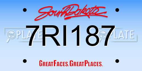 7RI187 South Dakota License Plate