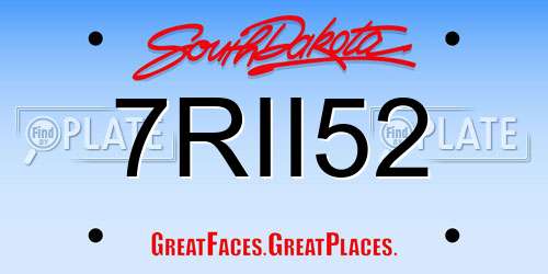 7RII52 South Dakota License Plate