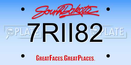 7RII82 South Dakota License Plate