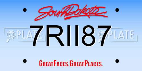 7RII87 South Dakota License Plate