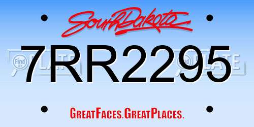 7RR2295 South Dakota License Plate