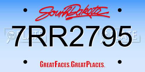 7RR2795 South Dakota License Plate