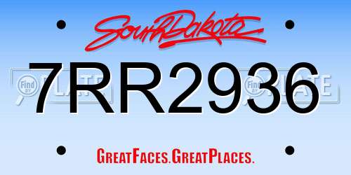7RR2936 South Dakota License Plate