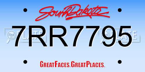 7RR7795 South Dakota License Plate