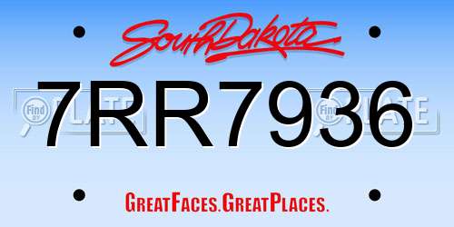 7RR7936 South Dakota License Plate