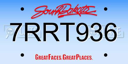 7RRT936 South Dakota License Plate