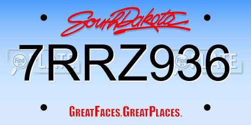 7RRZ936 South Dakota License Plate