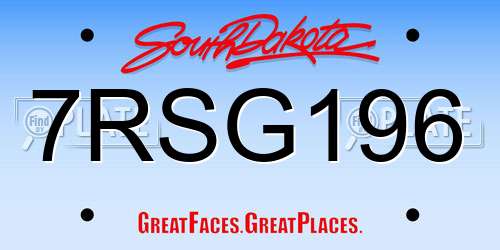 7RSG196 South Dakota License Plate