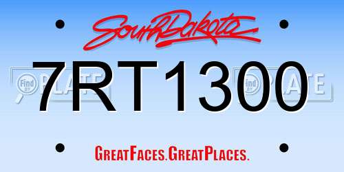 7RT1300 South Dakota License Plate