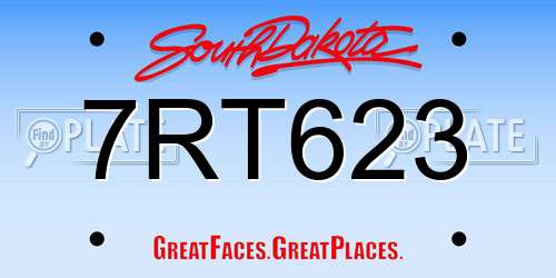 7RT623 South Dakota License Plate